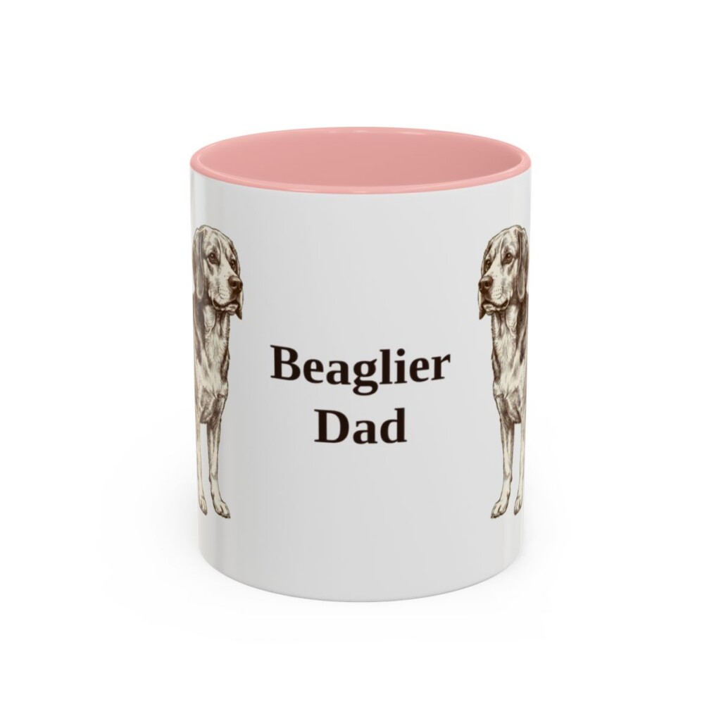 11oz Beaglier Dog Dad Mug, Pink, front view