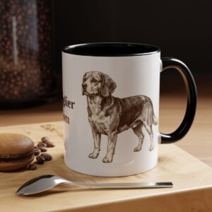 11oz Beaglier Dog Mom Mug, Black, lifestyle photo