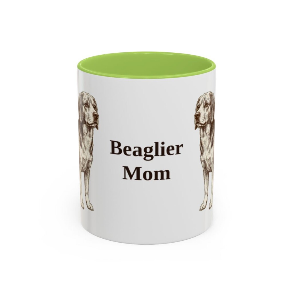 11oz Beaglier Dog Mom Mug, Light Green, front view