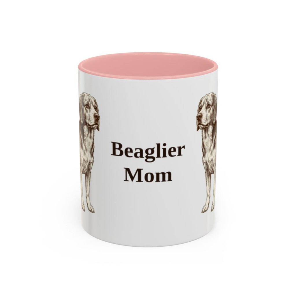 11oz Beaglier Dog Mom Mug, Pink, front view