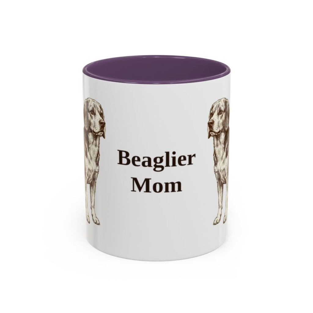 11oz Beaglier Dog Mom Mug, Purple, front view