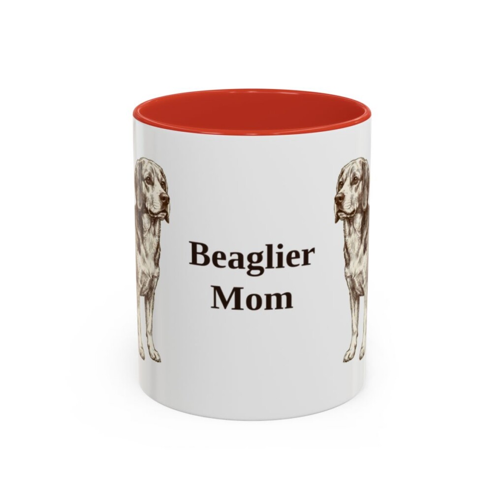 11oz Beaglier Dog Mom Mug, Red, front view