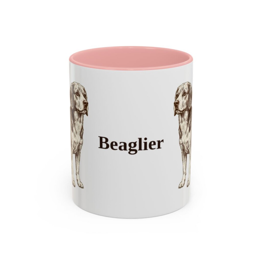 11oz Beaglier Mug, Pink, front view