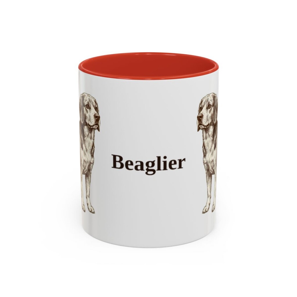11oz Beaglier Mug, Red, front view