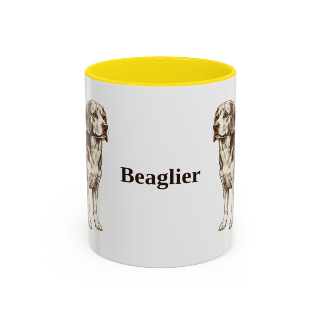 11oz Beaglier Mug, Yellow, front view
