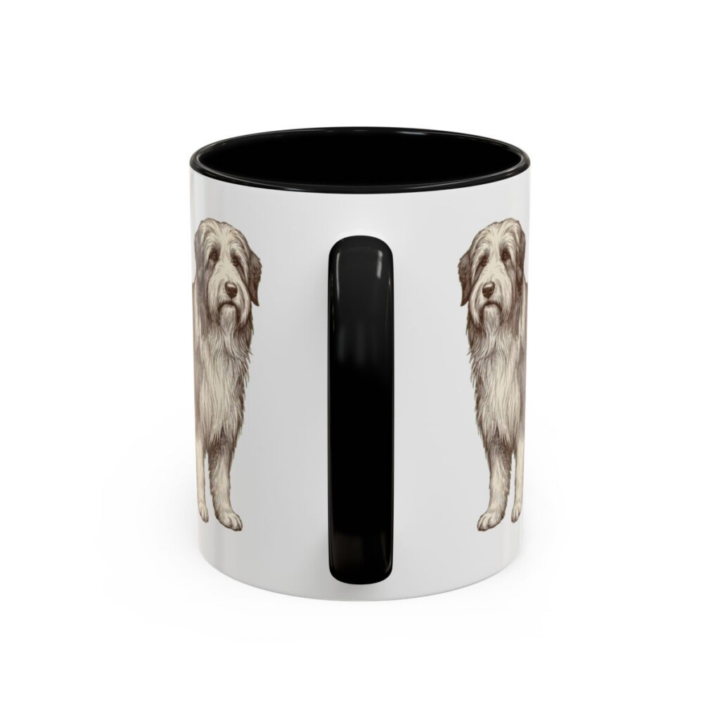 11oz Bearded Collie Mug, Black, back view