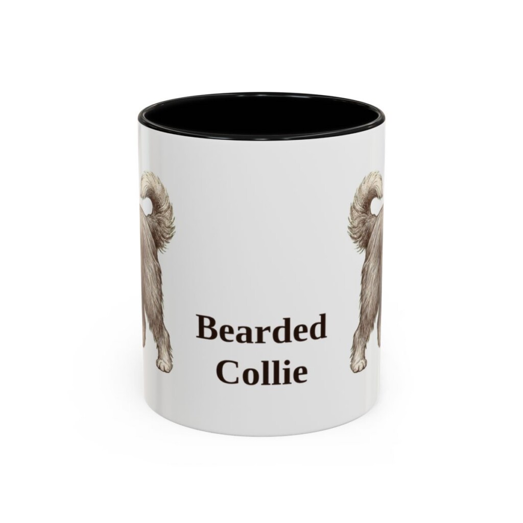 11oz Bearded Collie Mug, Black, front view