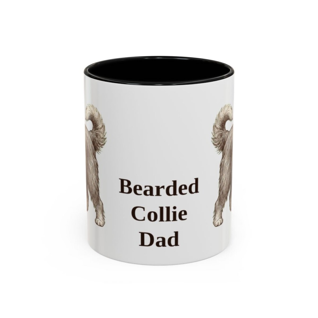 11oz Bearded Collie Dog Dad Mug, Black, front view