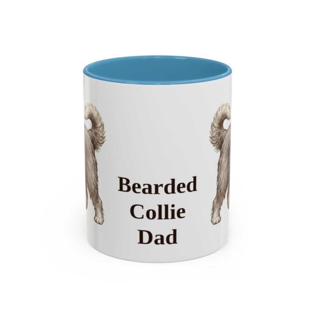 11oz Bearded Collie Dog Dad Mug, Light Blue, front view