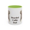 11oz Bearded Collie Dog Dad Mug, Light Green, front view