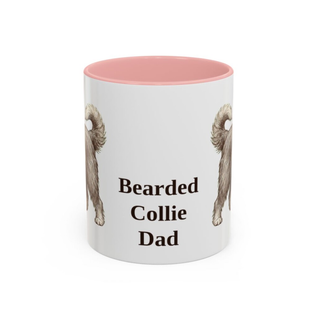 11oz Bearded Collie Dog Dad Mug, Pink, front view
