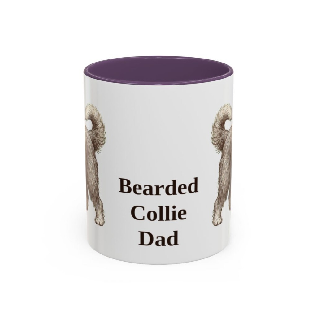 11oz Bearded Collie Dog Dad Mug, Purple, front view