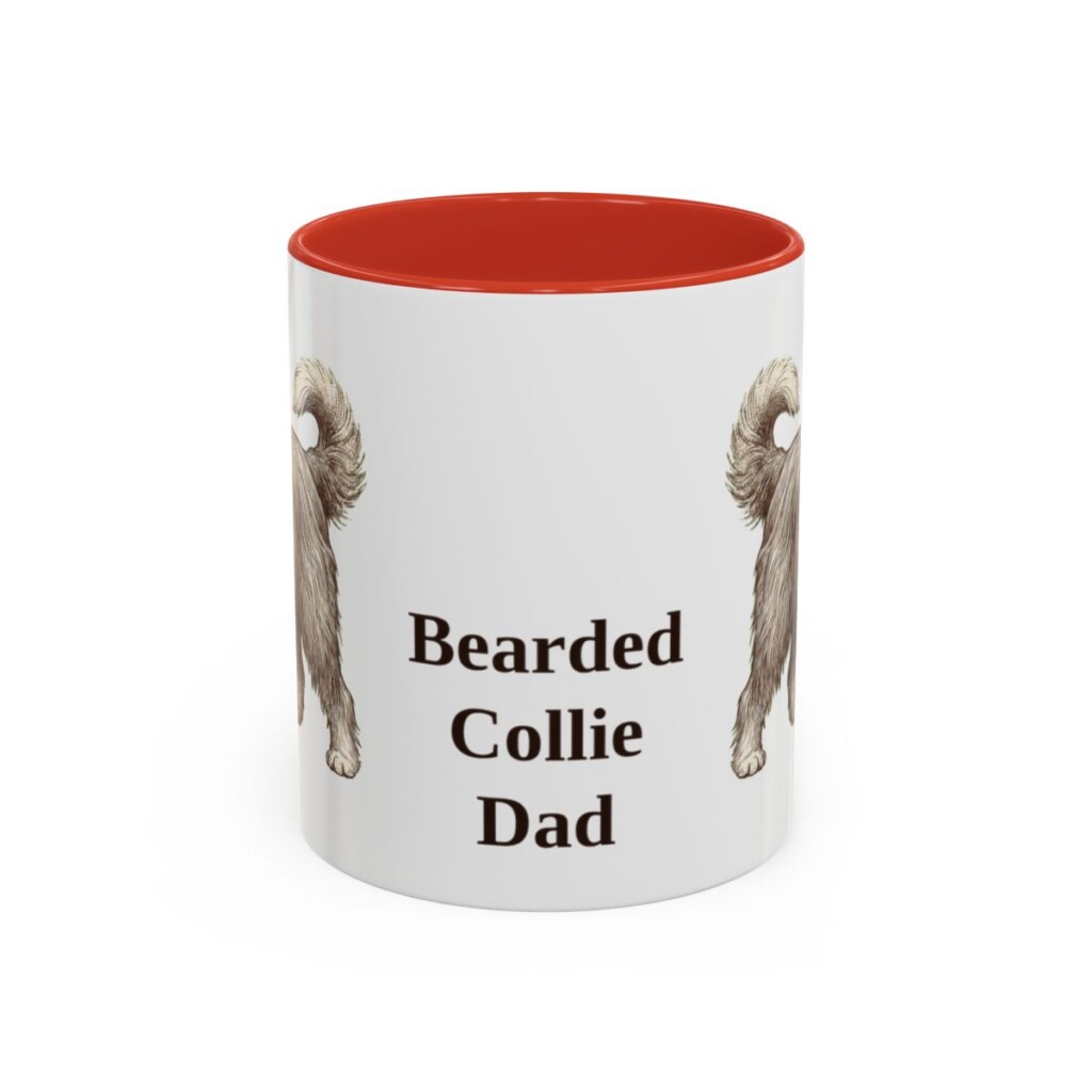 11oz Bearded Collie Dog Dad Mug, Red, front view