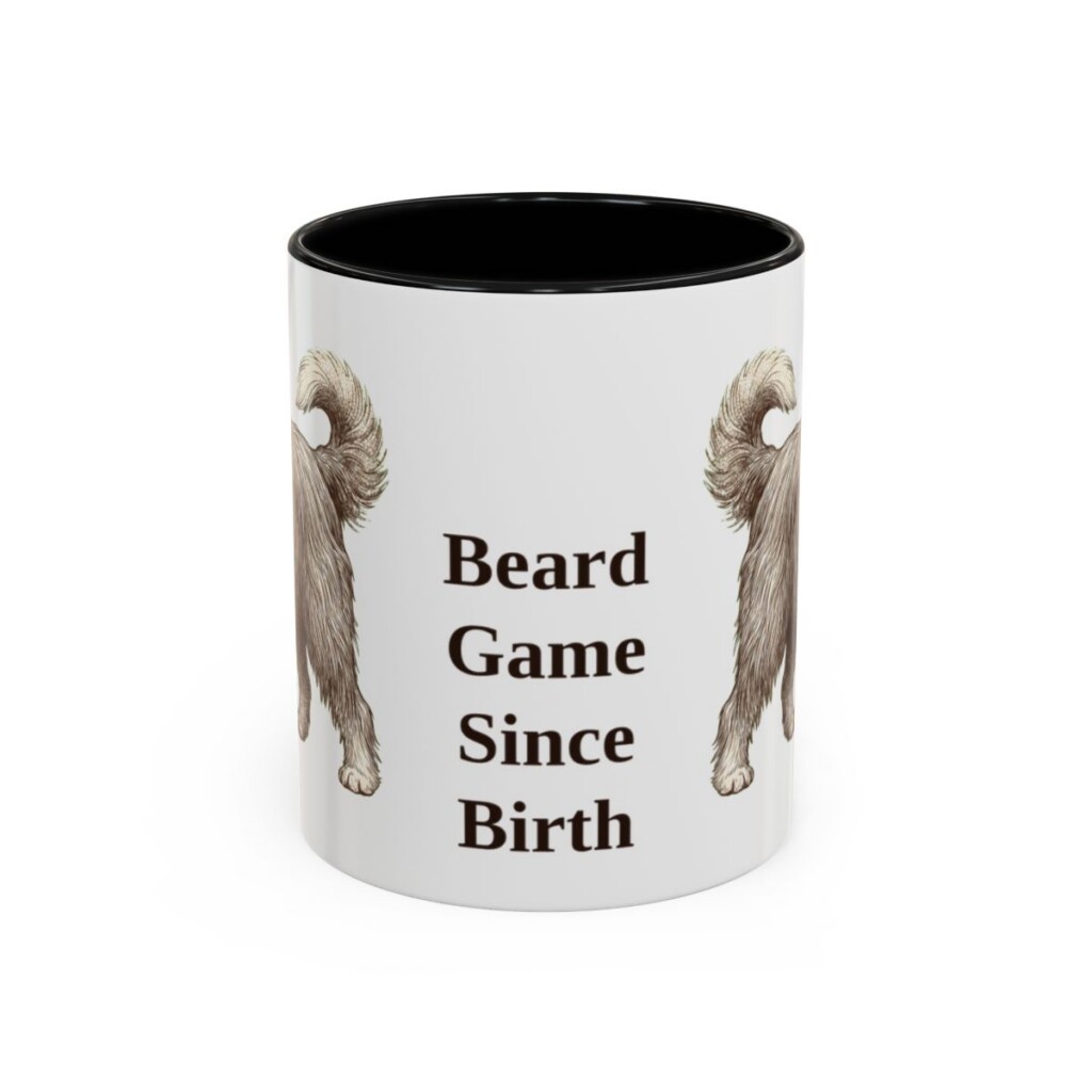 11oz Funny Bearded Collie Mug, Black, front view