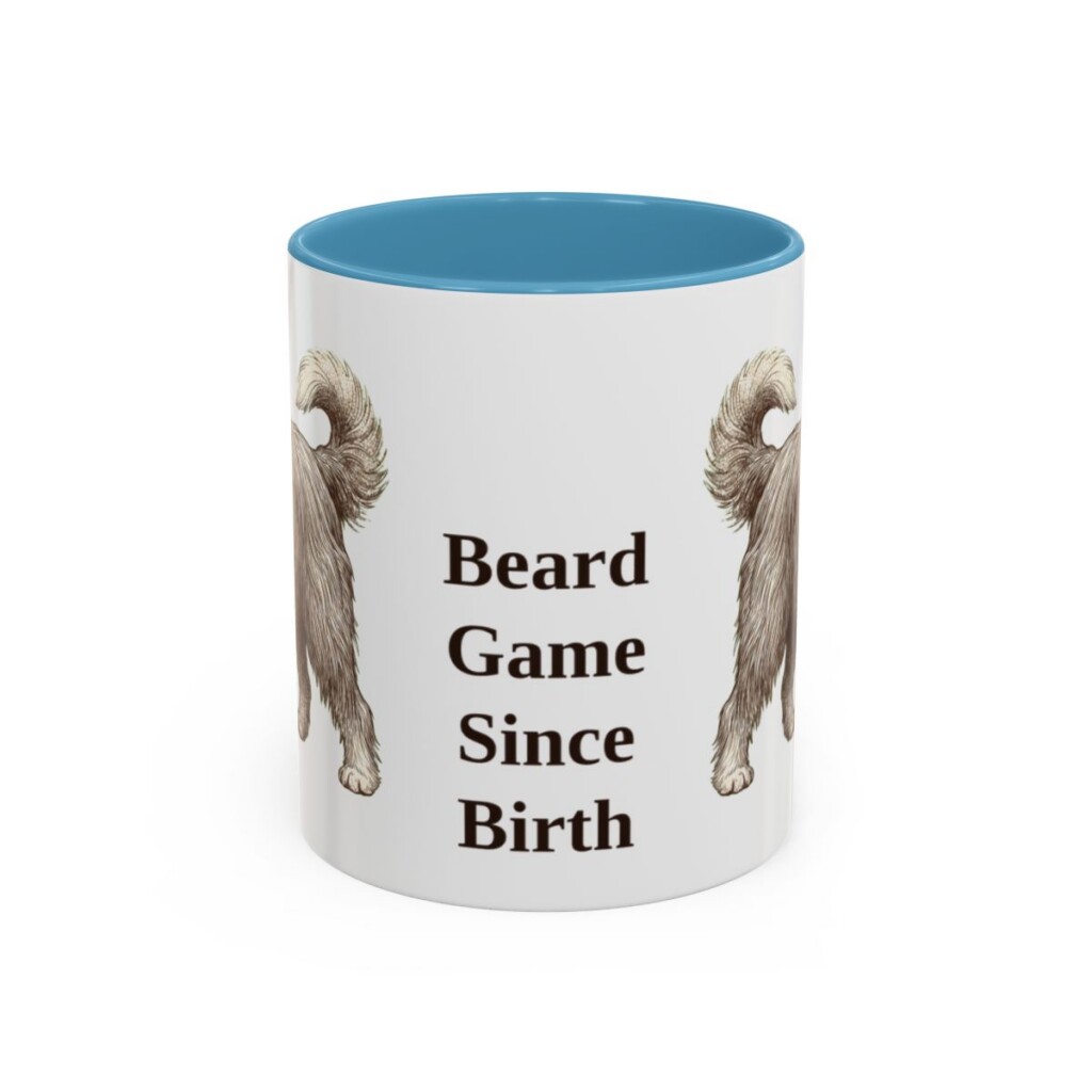 11oz Funny Bearded Collie Mug, Light Blue, front view