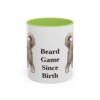 11oz Funny Bearded Collie Mug, Light Green, front view