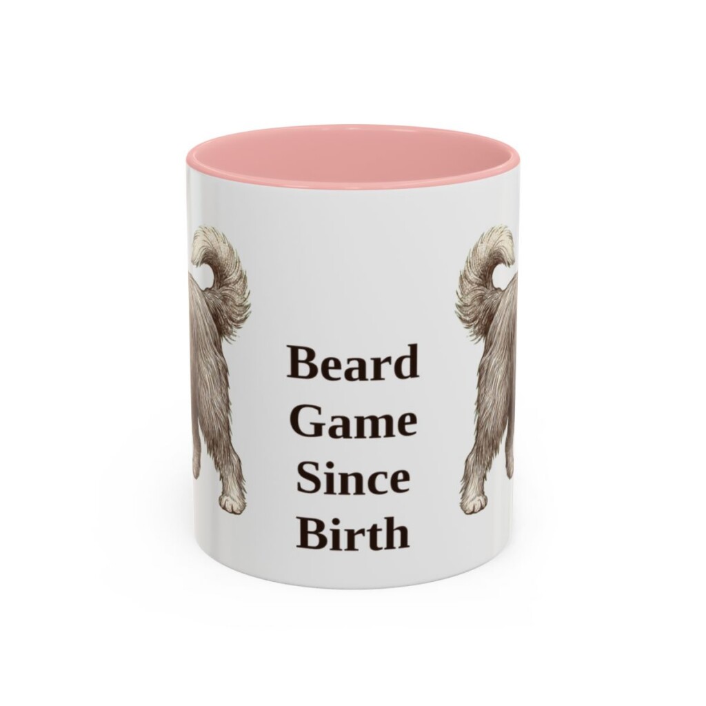 11oz Funny Bearded Collie Mug, Pink, front view