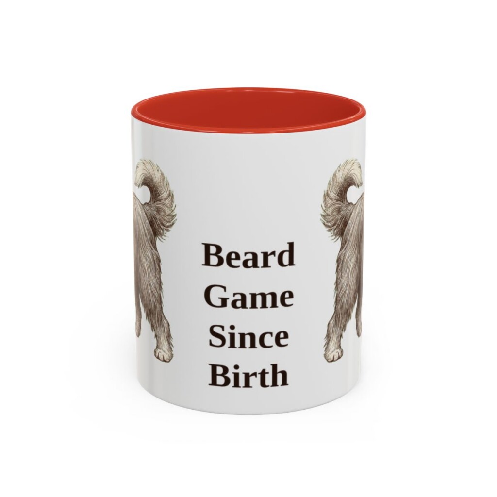 11oz Funny Bearded Collie Mug, Red, front view