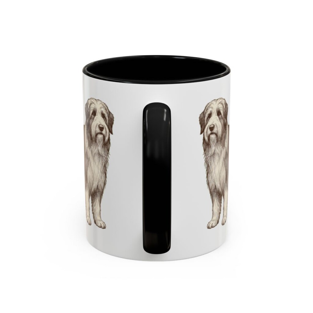 11oz Bearded Collie Latin Mug, Black, back view
