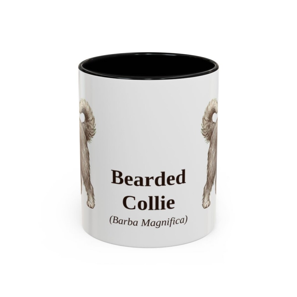 11oz Bearded Collie Latin Mug, Black, front view
