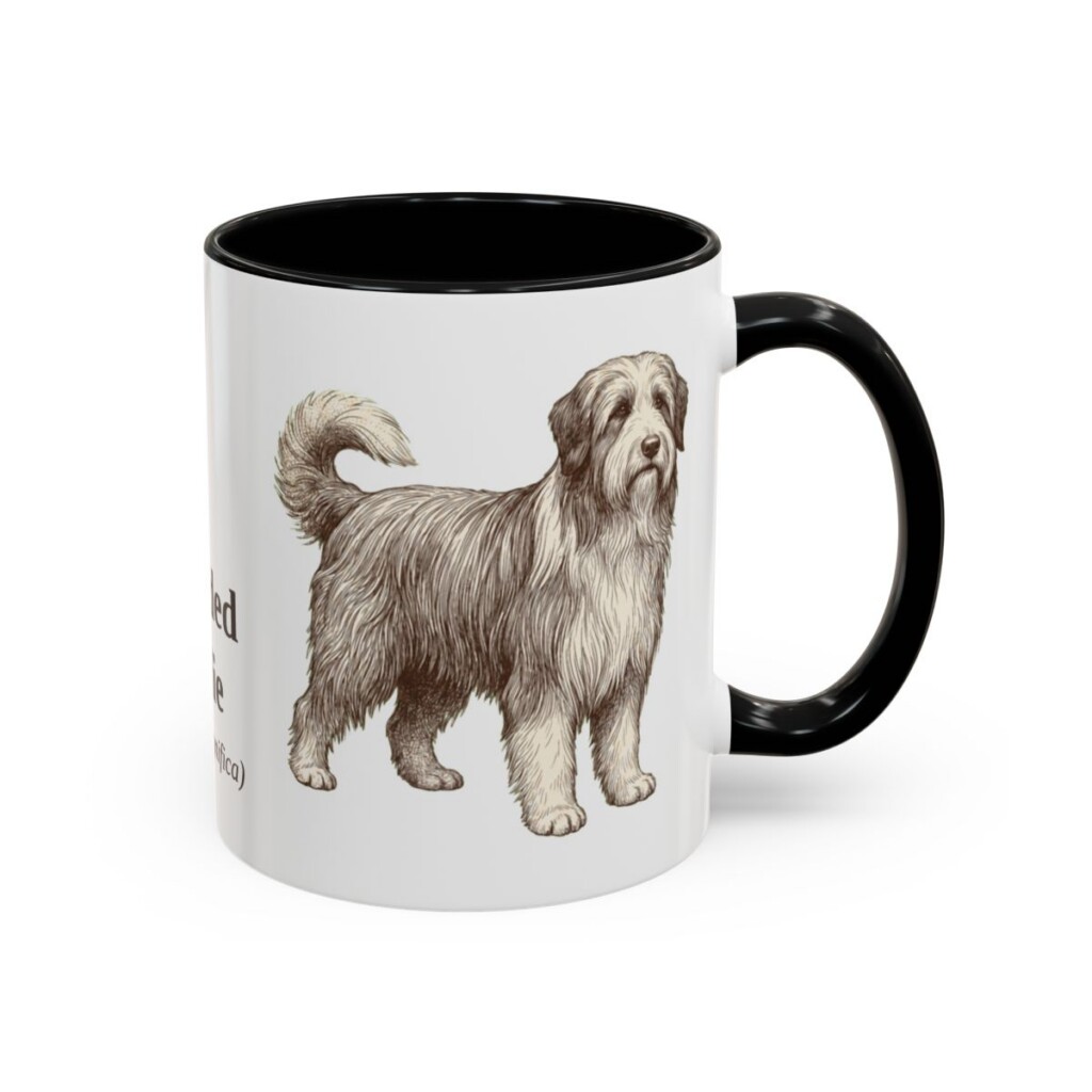 11oz Bearded Collie Latin Mug, Black, right side view