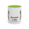 11oz Bearded Collie Latin Mug, Light Green, front view