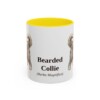 11oz Bearded Collie Latin Mug, Yellow, front view