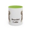 11oz Bearded Collie Mug, Light Green, front view
