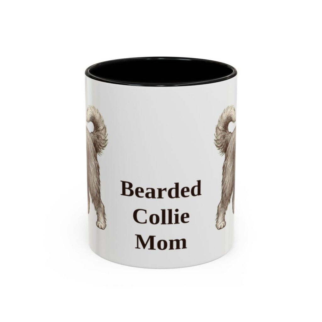 11oz Bearded Collie Dog Mom Mug, Black, front view