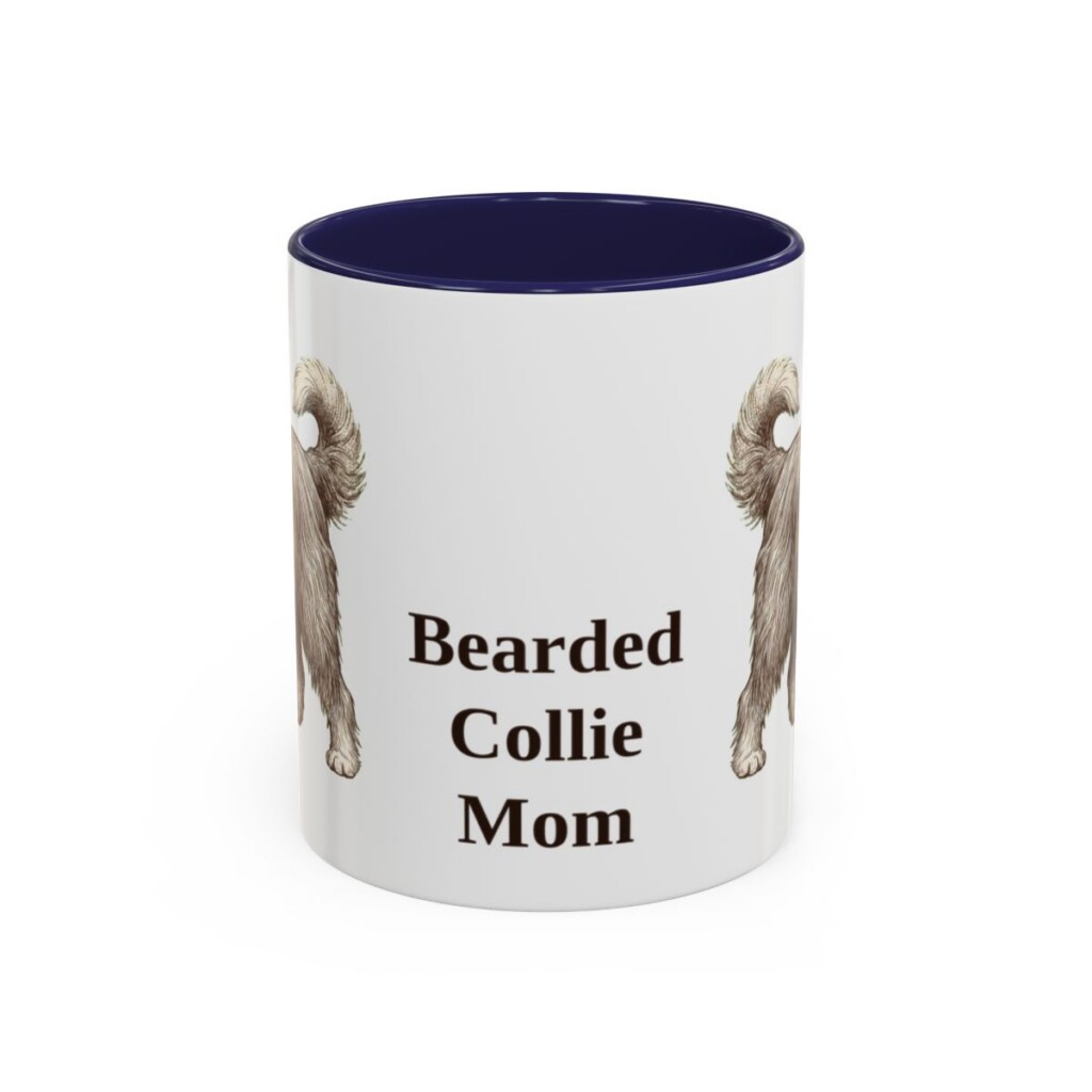 11oz Bearded Collie Dog Mom Mug, Navy, front view