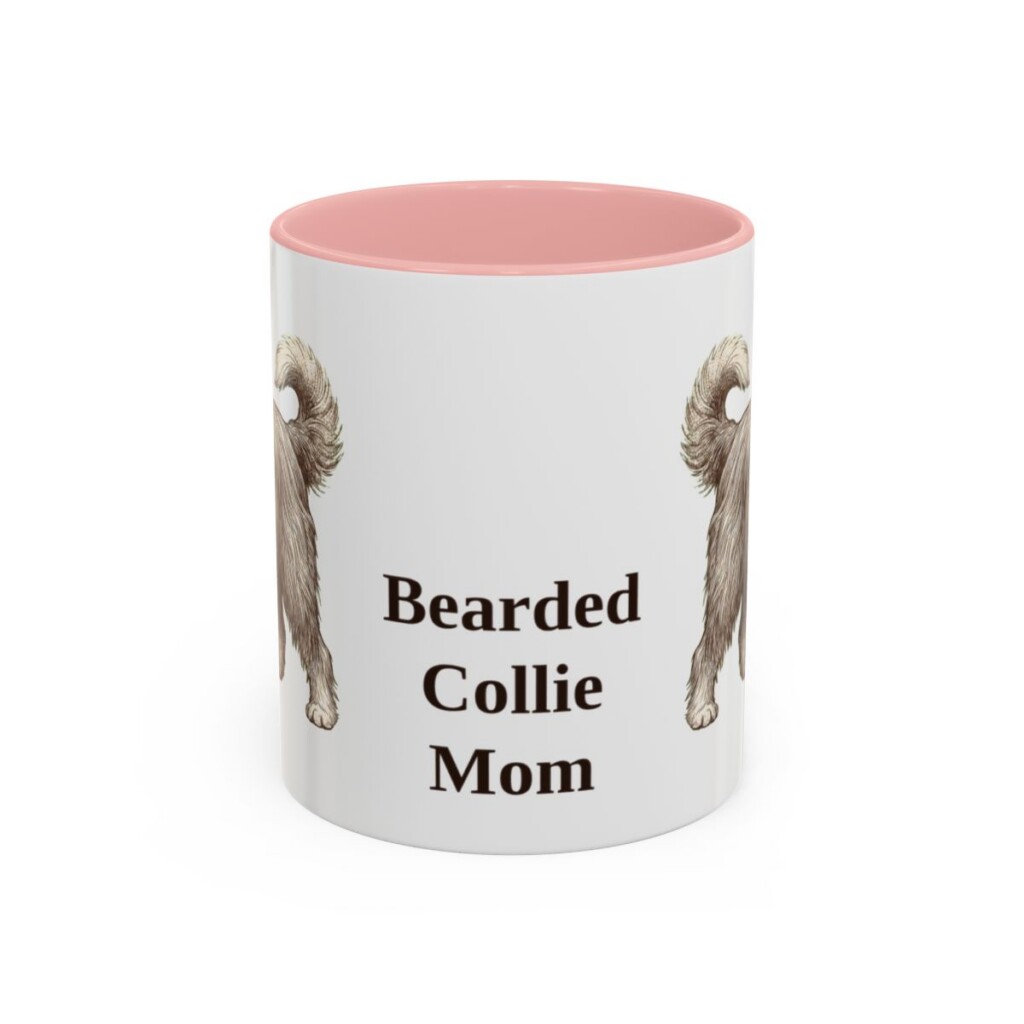 11oz Bearded Collie Dog Mom Mug, Pink, front view