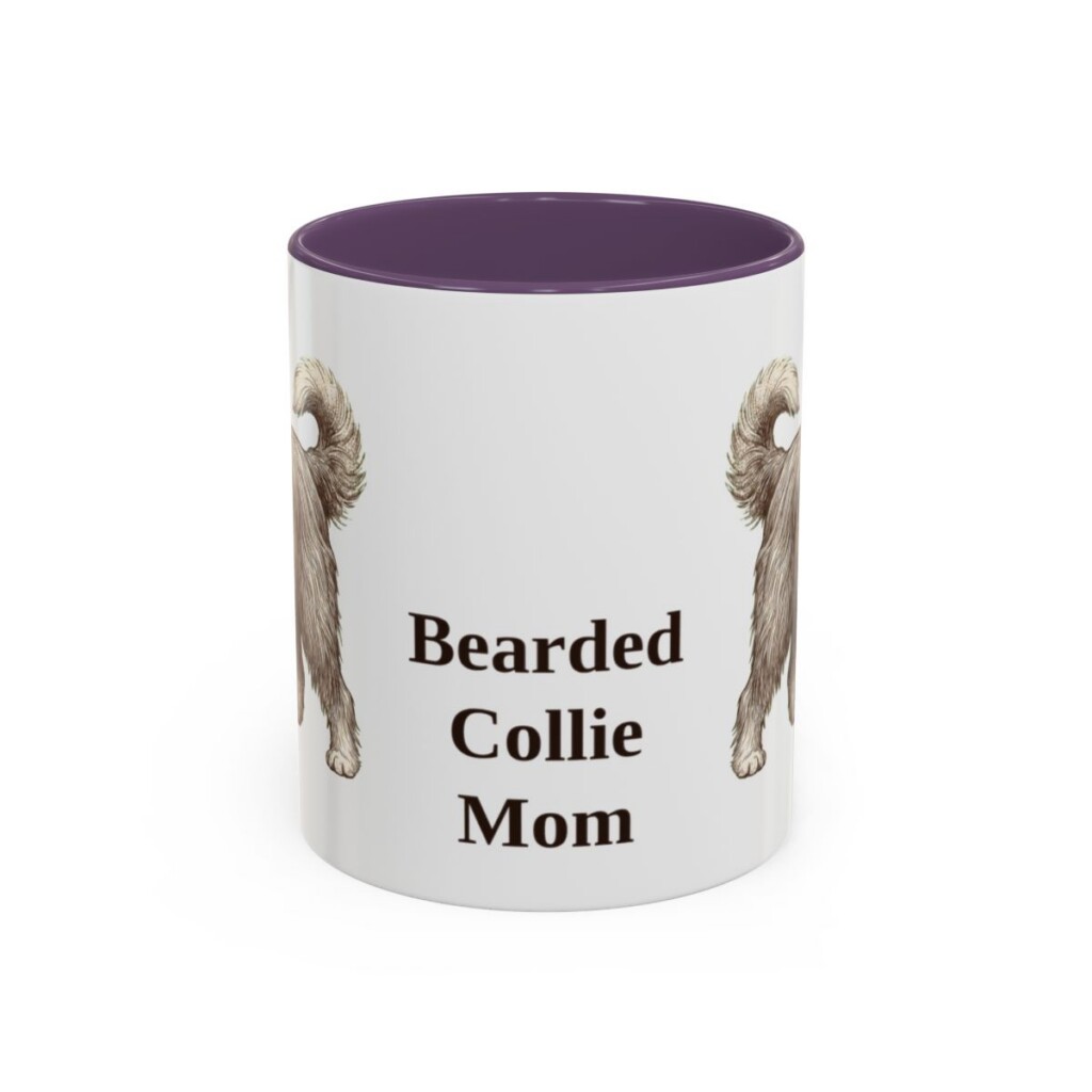 11oz Bearded Collie Dog Mom Mug, Purple, front view