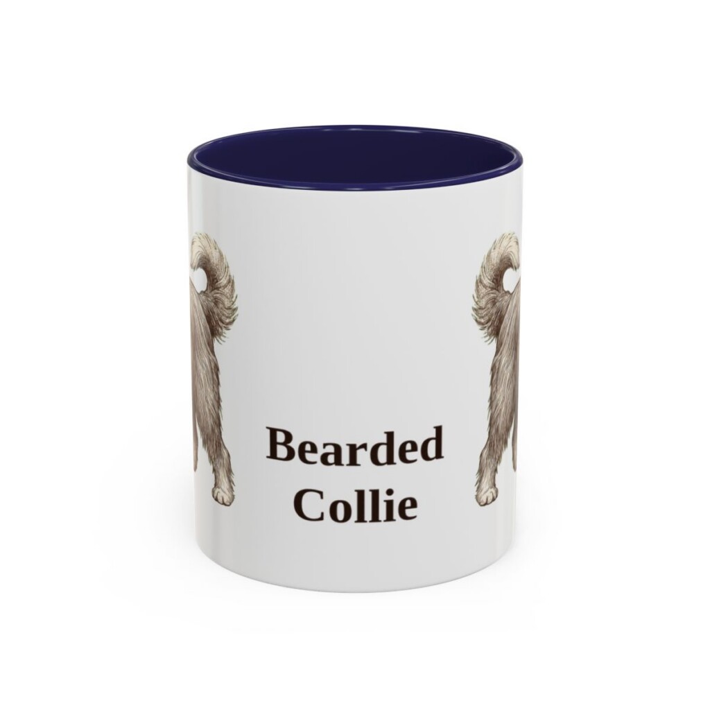 11oz Bearded Collie Mug, Navy, front view