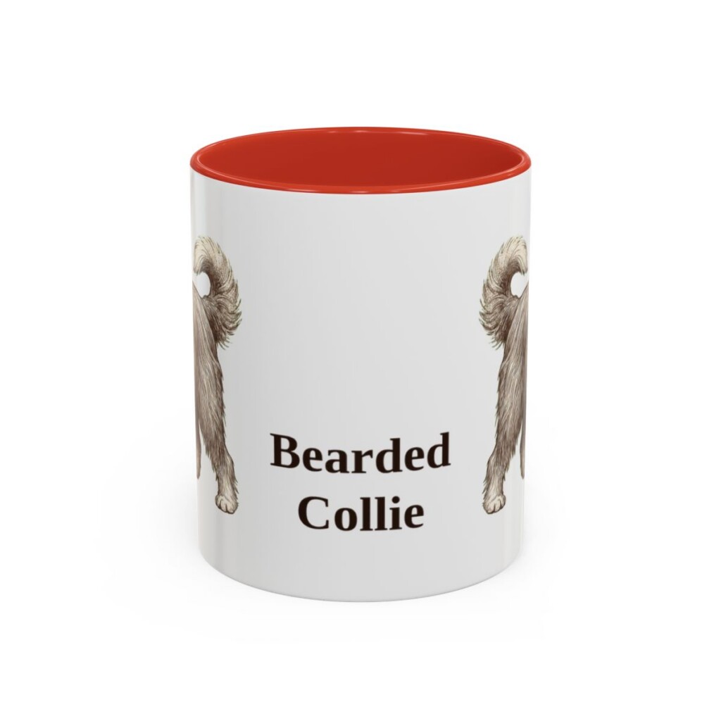 11oz Bearded Collie Mug, Red, front view