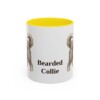 11oz Bearded Collie Mug, Yellow, front view