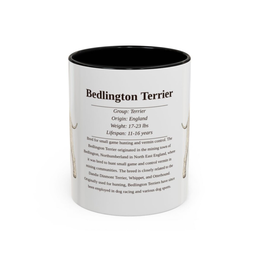 11oz Bedlington Terrier Mug, Black, front view