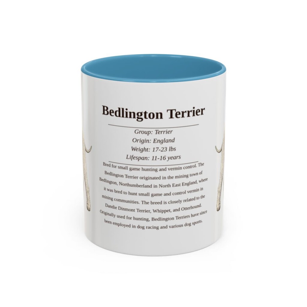 11oz Bedlington Terrier Mug, Light Blue, front view