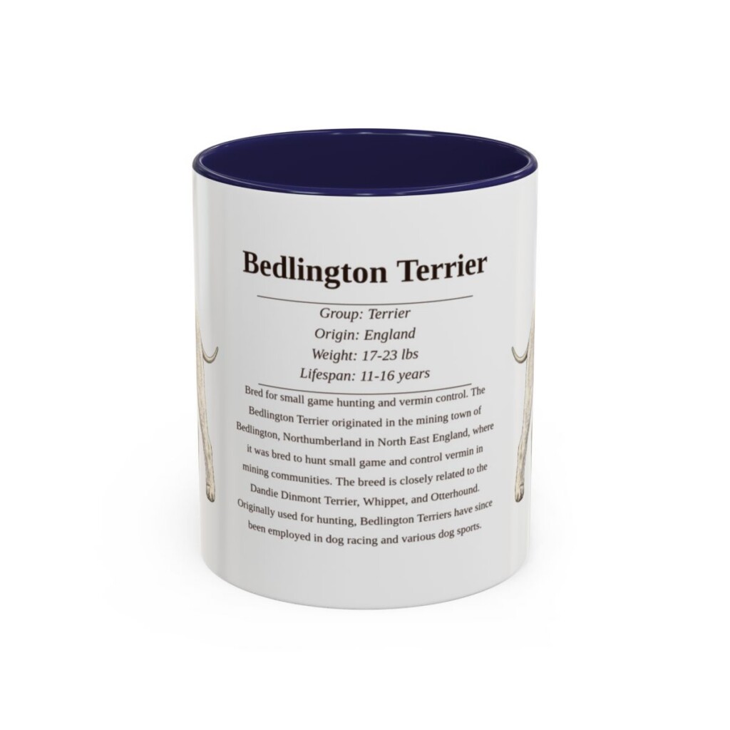 11oz Bedlington Terrier Mug, Navy, front view
