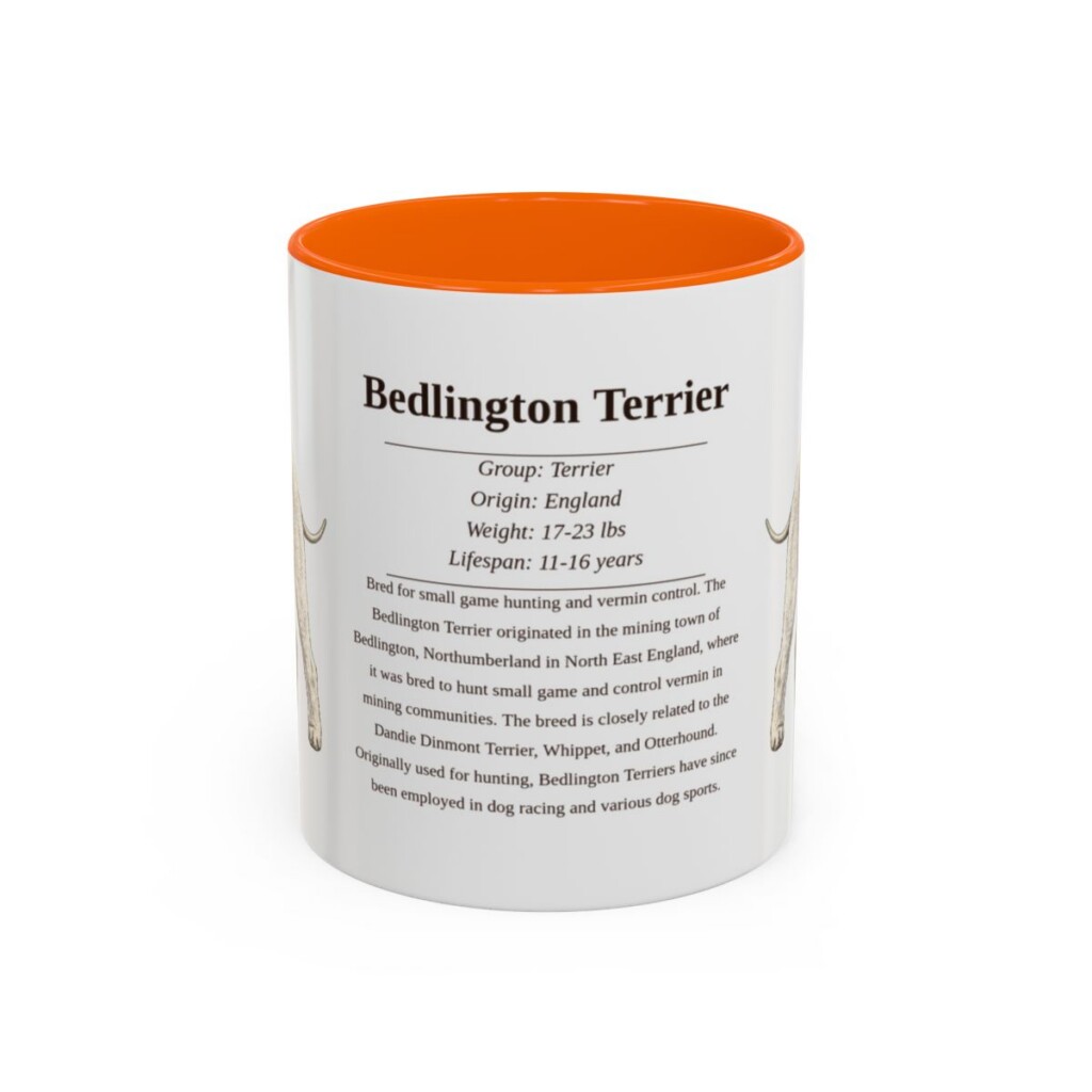 11oz Bedlington Terrier Mug, Orange, front view