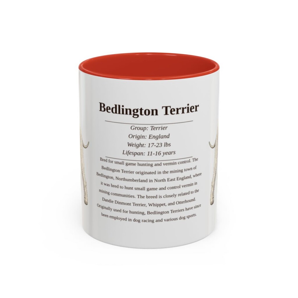 11oz Bedlington Terrier Mug, Red, front view