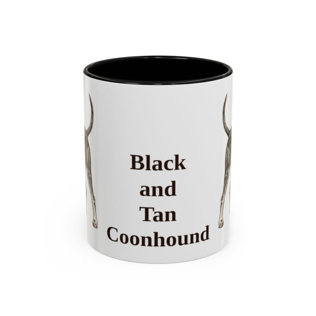 11oz Black and Tan Coonhound Mug, Black, front view