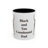 11oz Black and Tan Coonhound Dog Dad Mug, Black, front view
