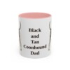 11oz Black and Tan Coonhound Dog Dad Mug, Pink, front view