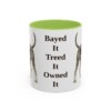 11oz Funny Black and Tan Coonhound Mug, Light Green, front view