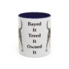 11oz Funny Black and Tan Coonhound Mug, Navy, front view