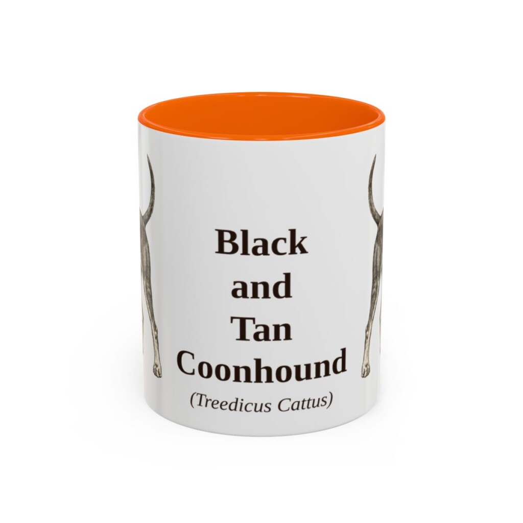 11oz-black-and-tan-coonhound-mug-latin-orange 11oz Black and Tan Coonhound Latin Mug, Orange, front view