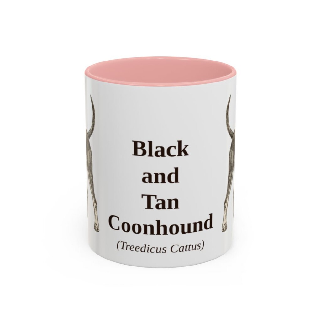 11oz-black-and-tan-coonhound-mug-latin-pink 11oz Black and Tan Coonhound Latin Mug, Pink, front view