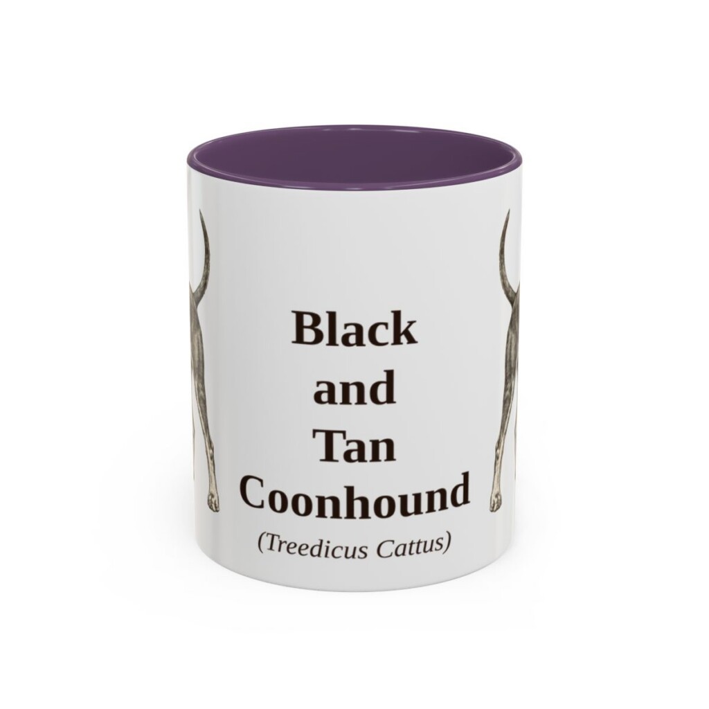 11oz-black-and-tan-coonhound-mug-latin-purple 11oz Black and Tan Coonhound Latin Mug, Purple, front view