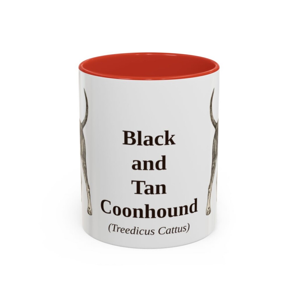 11oz-black-and-tan-coonhound-mug-latin-red 11oz Black and Tan Coonhound Latin Mug, Red, front view