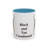 11oz Black and Tan Coonhound Mug, Light Blue, front view